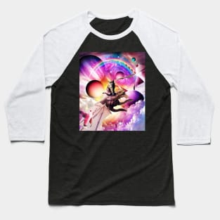 Space Cat Riding Dragon - Milkshake Rainbow Baseball T-Shirt